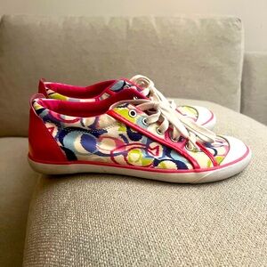 Coach Womens Multicolor Signature Canvas Sneakers size 10